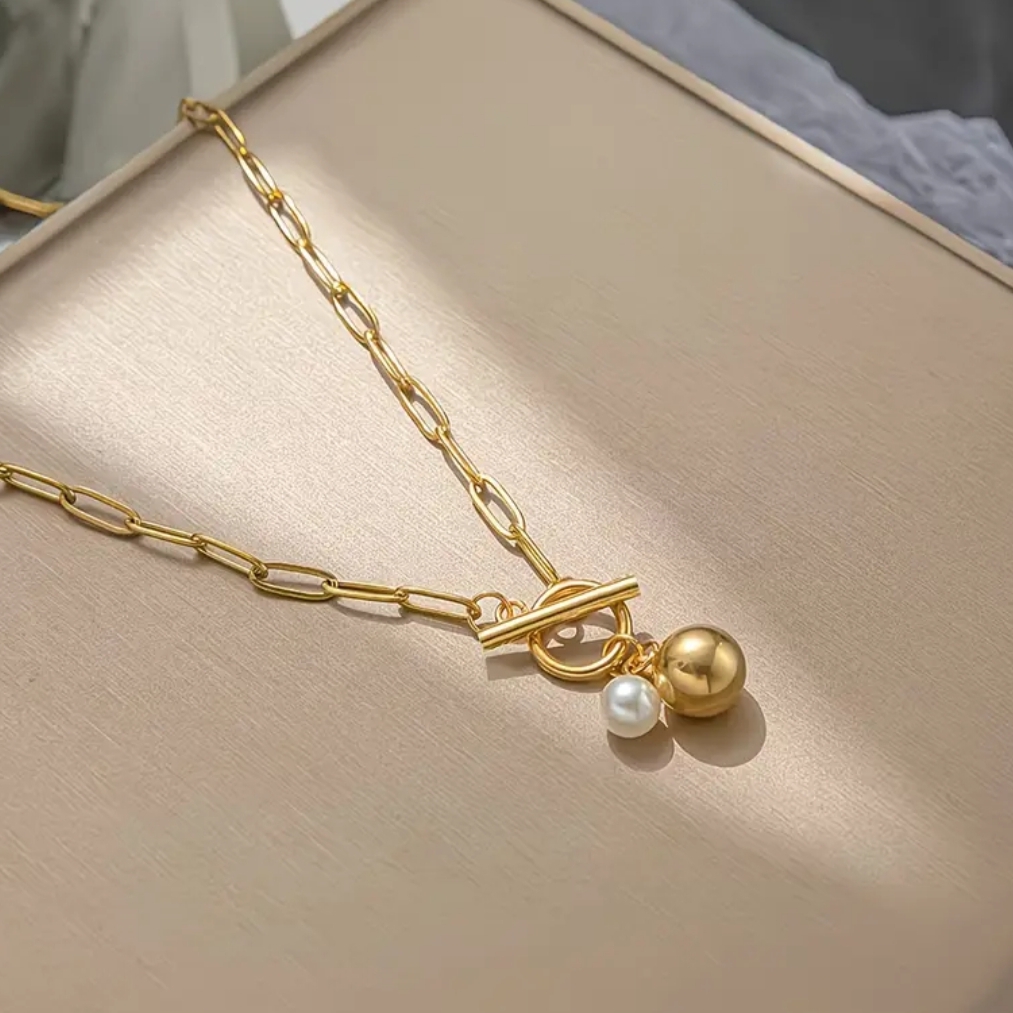 18 Kt Gold Over Titanium Paperclip Necklace